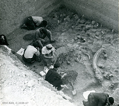 Kostënki 17 under excavation in the 1950s. Kostënki 17 is one of the sites we have recently studied.